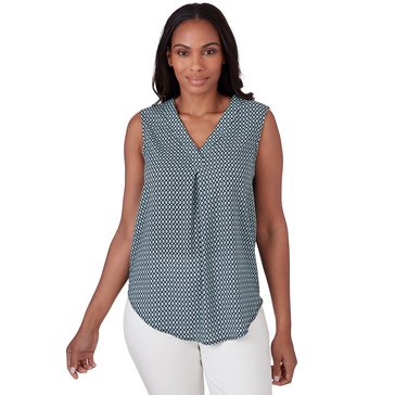 Emaline Women's Geo Dot Sleeveless V-Neck Blouse (Plus Size)