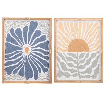 Ganz Mod Flower Rattan Frame Wall Decor