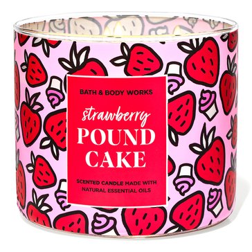 Bath & Body Works Valentines Strawberry Pound Cake 3-Wick Candle