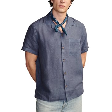 Lucky Brand Men's Short Sleeve Linen Camp Collar Shirt