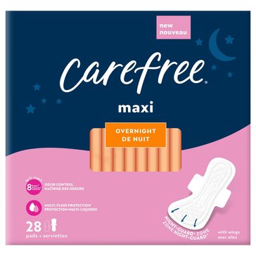 Carefree Maxi Overnight Pads With Wings