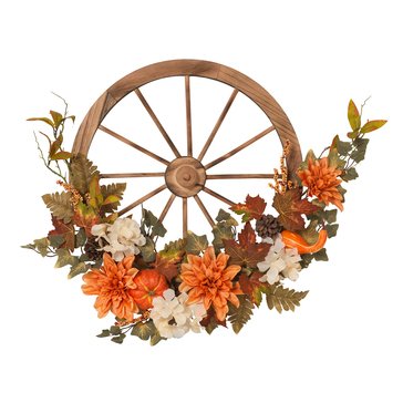 Gerson Wagon Wheel with Harvest Floral Accentand Floral