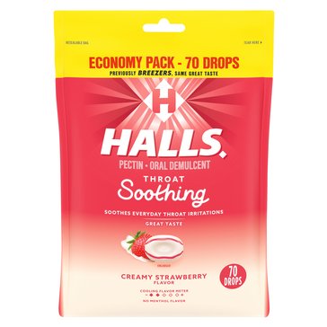 Halls Breezers Creamy Strawberry Economy Bag Cough Drops