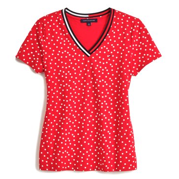 Tommy Hilfiger Women's Dot V-neck Knit Top