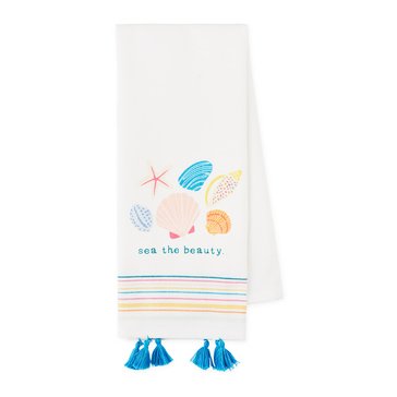 Design Imports Malibu Beach Surf And Sea Embellished Dishtowels