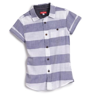 Liberty & Valor Little Boys' Horizontal Stripe Poplin Short Sleeve Woven Shirt