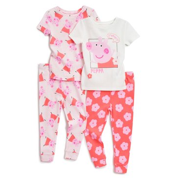 Peppa Pig Toddler Girls' 4-Piece Pajama Sets