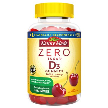 Nature Made Zero Sugar Vitamin D3 Gummies 2000IU