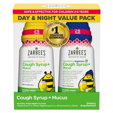 Zarbees Twin Pack Mixed Berry Childrens Daytime and Nightime Cough Syrup