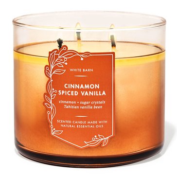 Bath & Body Works White Barn Cinnamon Spided Vanilla 3-Wick Candle