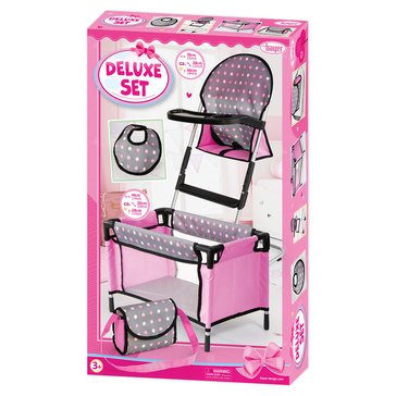 Bayer Designs Doll Travel Bed With High Chair