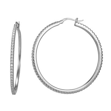 Pave 3 cttw CZ Pave Hoop Earrings