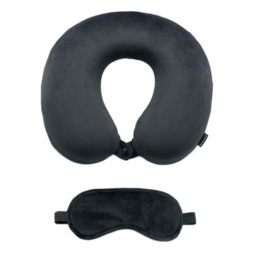 Brookstone Comfort Classic Memory Foam Neck Pillow With Eye Mask