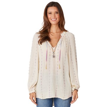 Democracy Women's Crochet Trim Peasant Top