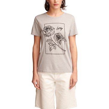 Lucky Brand Women's Chain Stitch Rose Graphic Tee
