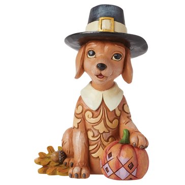 Jim Shore Heartwood Creek Harvest Dog with Pilgrim Hat Figurine