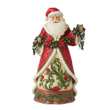 Jim Shore Santa with Poinsettia Garland Figurine