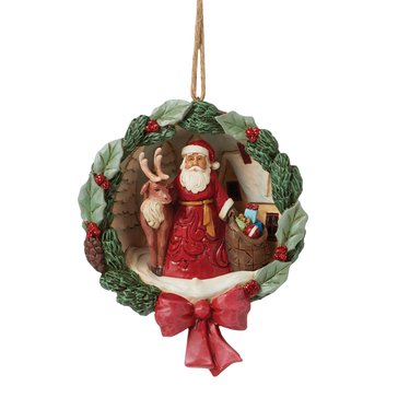 Jim Shore Santa and Deer Wreath Ornament