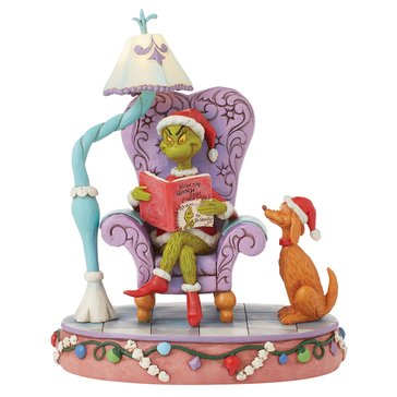 Jim Shore Grinch in Chair with Lamp Figurine