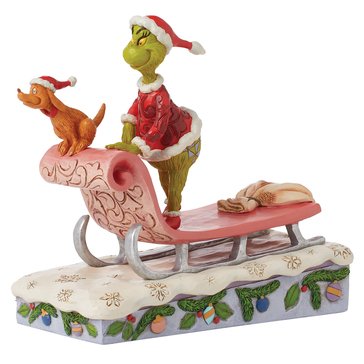 Jim Shore Grinch and Max on Sled Figurine