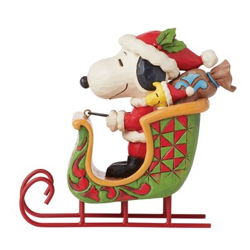 Jim Shore Peanuts Snoopy and Woodstock in Sleigh Figurine