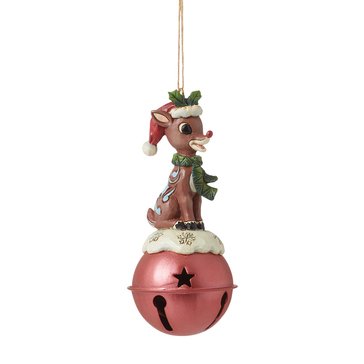 Jim Shore Rudolph Traditions Rudolph Standing on Bell Ornament