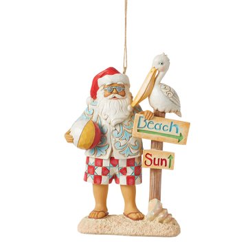 Jim Shore Coastal Santa with Sign Ornament