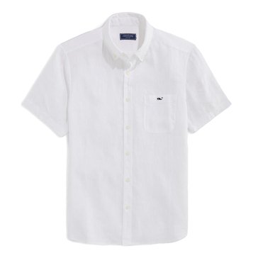 Vineyard Vines Men's Short Sleeve Button Down Linen Shirt