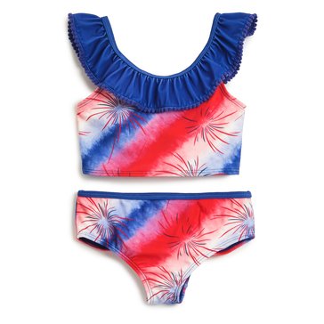 Liberty & Valor Toddler Girls' Tie Dye Fireworks 2-Piece Swimsuit