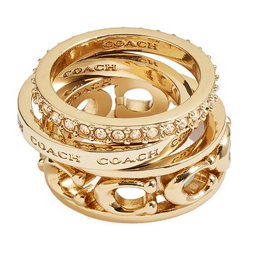 Coach Signature Openwork Band Ring Set