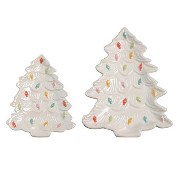 Transpac Christmas Set of 2 Tree Plates