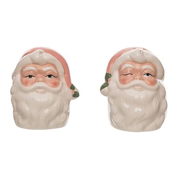 Transpac Pink Vintage Santa Salt and Pepper Set