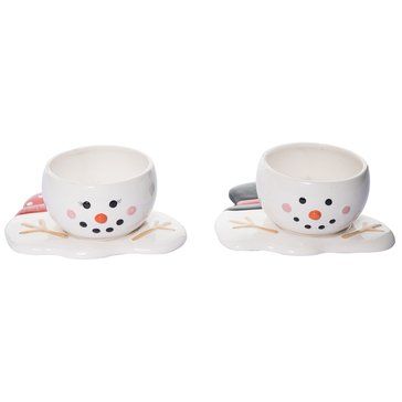 Transpac Melted Set of 2 Snowman Soup Bowl