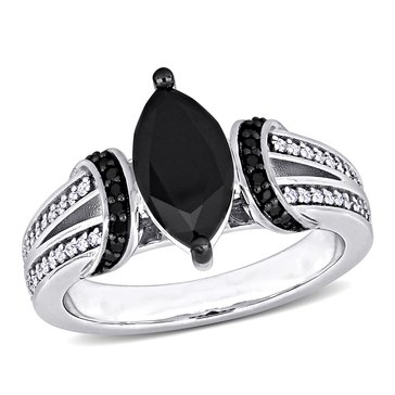 Sofia B. 2 1/4 cttw Black Diamond Marquise Cut and White Diamond Ring