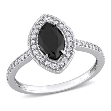 Sofia B. 1 1/4 cttw Black and White Round and Marquise Diamond Ring