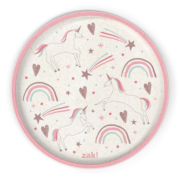 Zak Designs Fanciful Unicorn Melamine Bamboo Plate