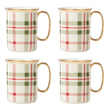 Lenox Holiday Plaid Mugs Set of 4