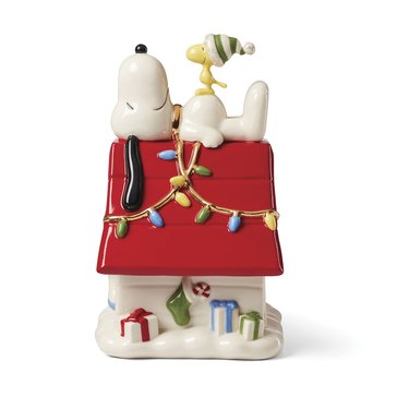 Lenox Snoopy Christmas Figural Covered Candy Dish