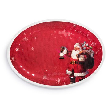 Demdaco Snowfall Santa Melamine Oval Platter