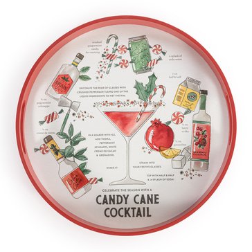 Demdaco Candy Cane Cocktail Round Serve Tray