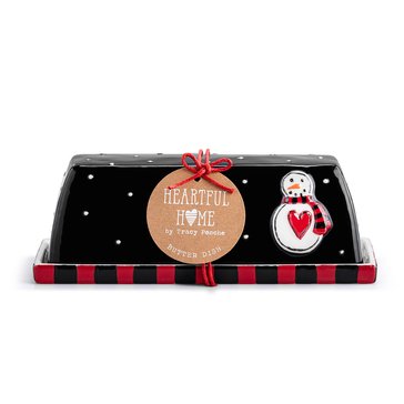 Demdaco Snowman Polka Dot Butter Dish