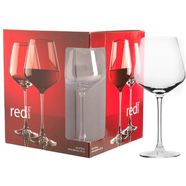 Home Essentials and Beyond Red Series Balloon Wine Glasses, Set of 4