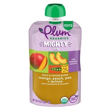 Plum Organics Tots Mighty Zen Mango, Peach, Pea plus Quinoa Baby Food Pouch