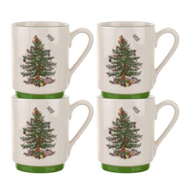 Spode Christmas Tree Stacking Mugs Set of 4