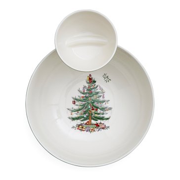 Spode Christmas Tree Polka Dot Tiered Chip and Dip