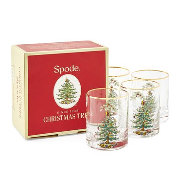 Spode Christmas Tree Double Old Fashioned Glasses Set of 4