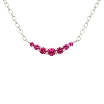 Created Ruby Round Stones Necklace