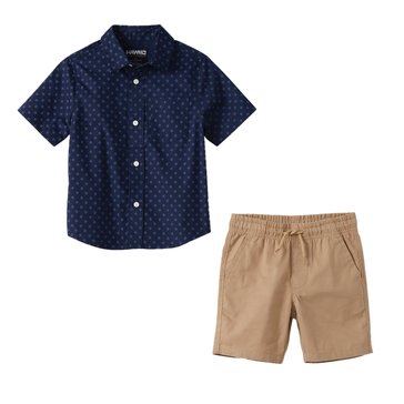 Tony Hawk Toddler Boys' Woven Geo Button Up Shirt Shorts Sets