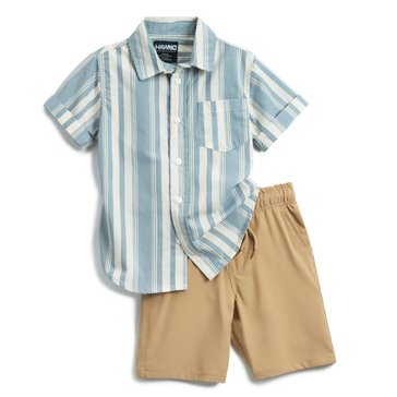 Tony Hawk Little Boys' Woven Stripe Button Up Shirt Short Sets