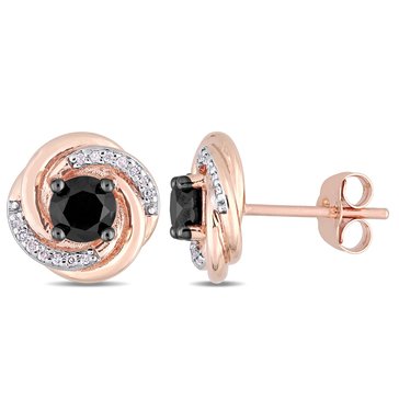 Sofia B. 1 1/10 cttw Black and White Diamond Swirl Stud Earrings